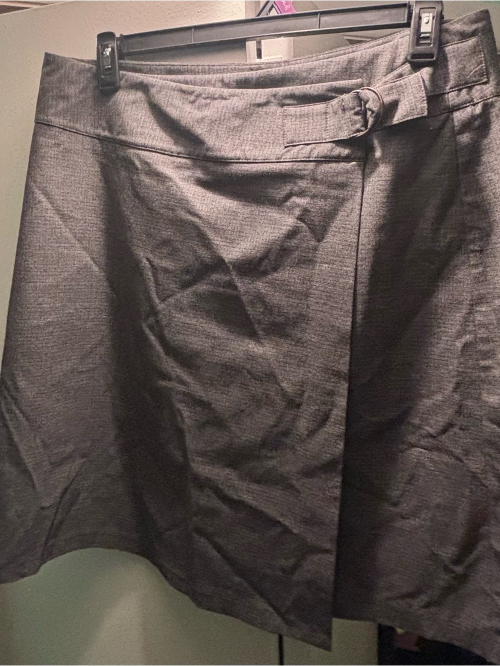 Classic A-Line Gray Wrap Skirt
